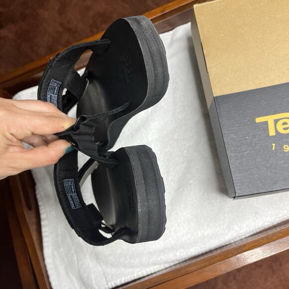 Teva Sandals Men's Size 8 Universal Slide Leather Black Adjustable New in Box - Picture 4 of 6